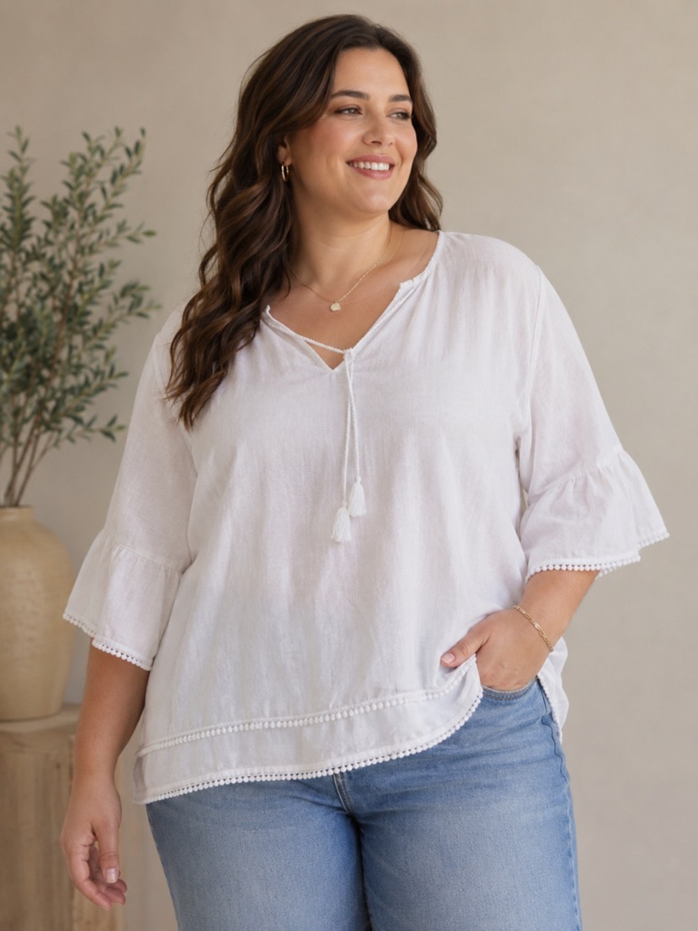 Tahari 100% Linen Top – Size 2X – Lightweight & Breathable #0153